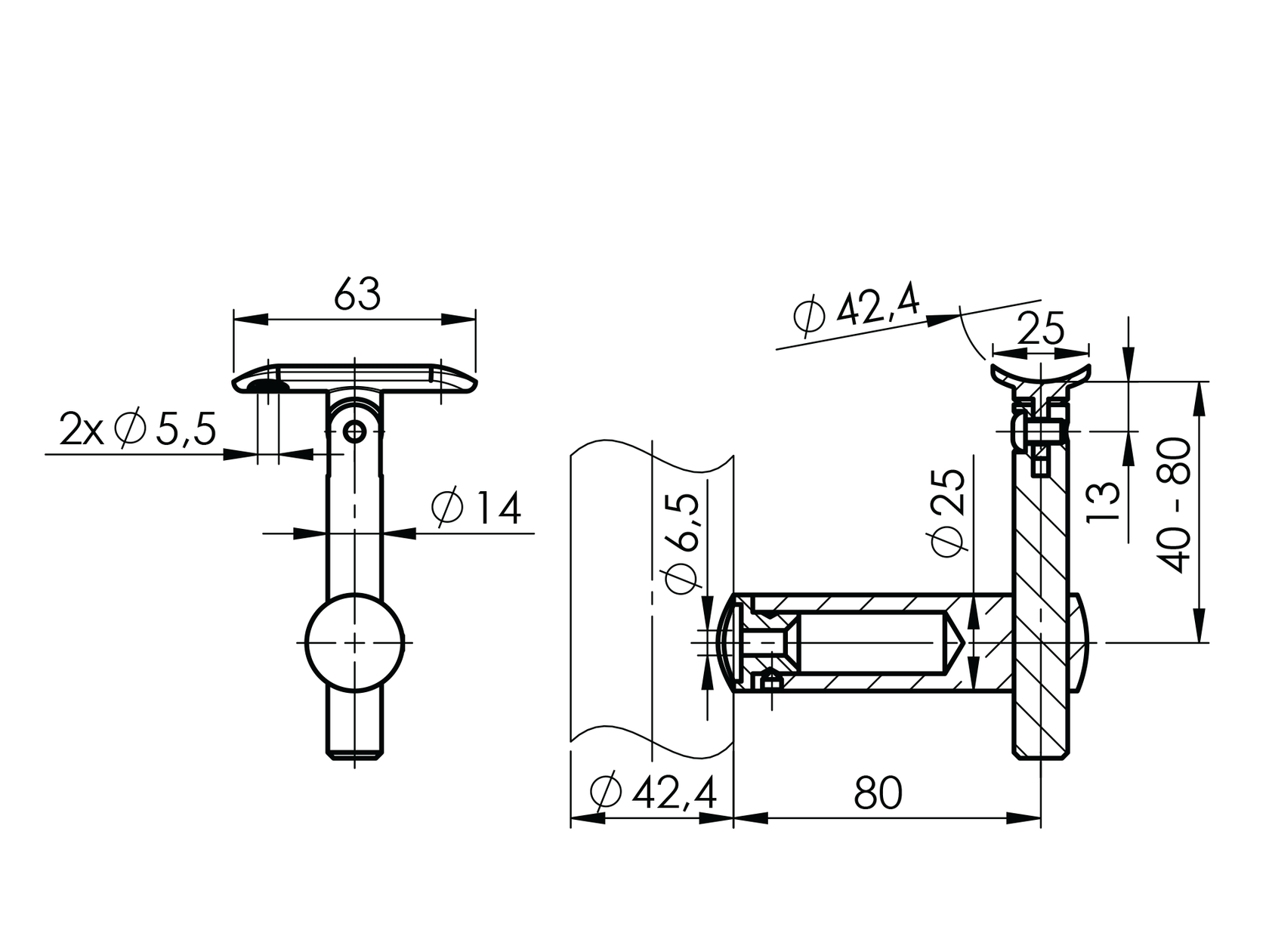 Wspornik poręczy do boku słupka