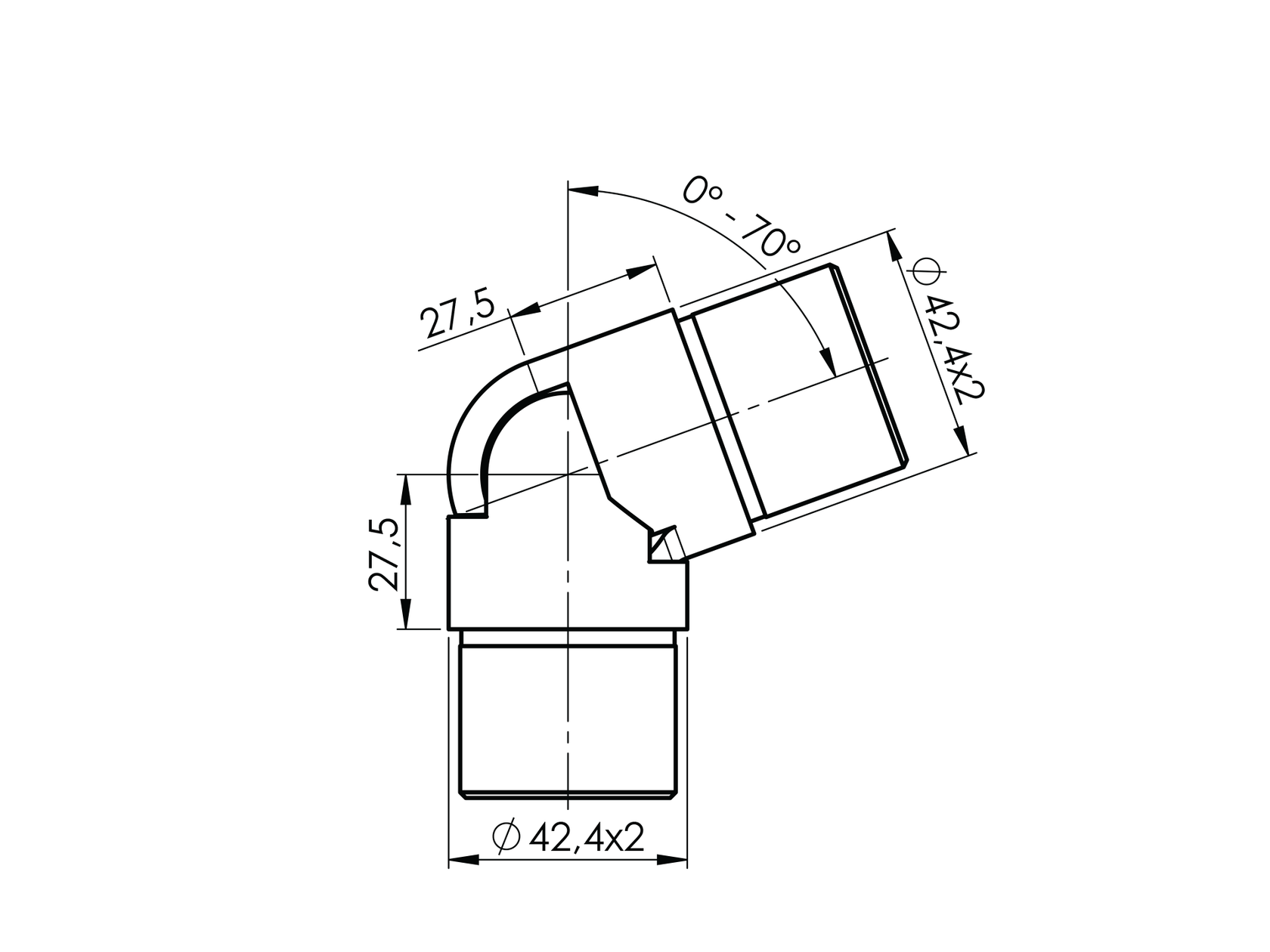 Łącznik balustrady - kolanko skrętne