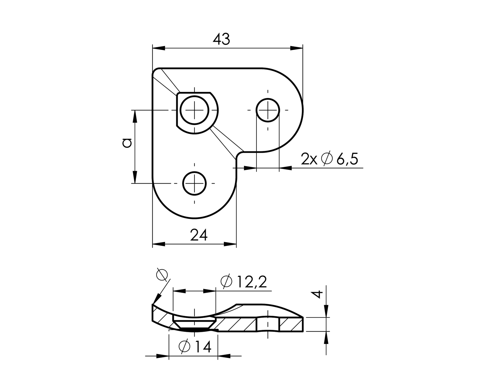 Narożna blaszka montażowa pochwytu