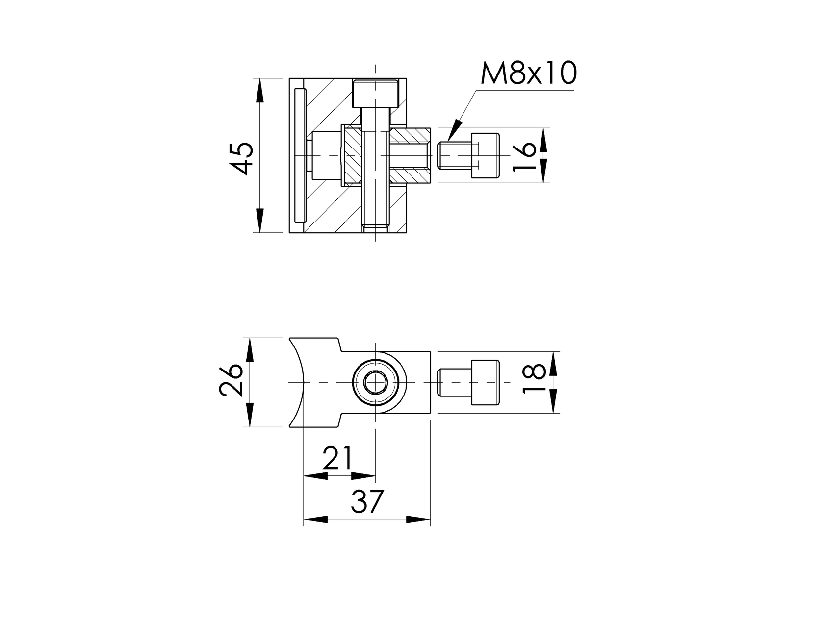 Uchwyt do szkła - zawias