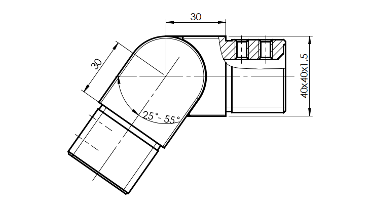 Uchwyt szkla-złączka rury-kolano