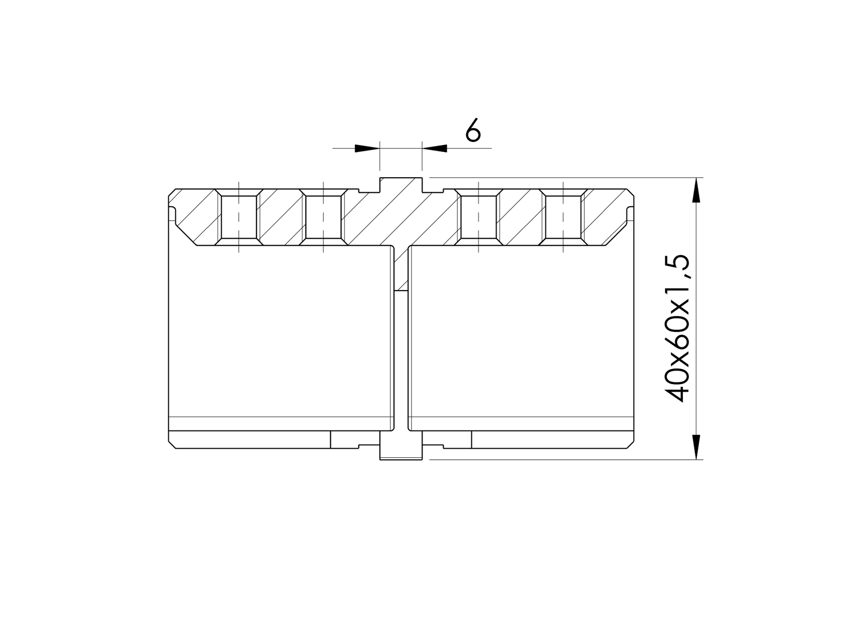 Łącznik do profilu AISI 316,60x40mm