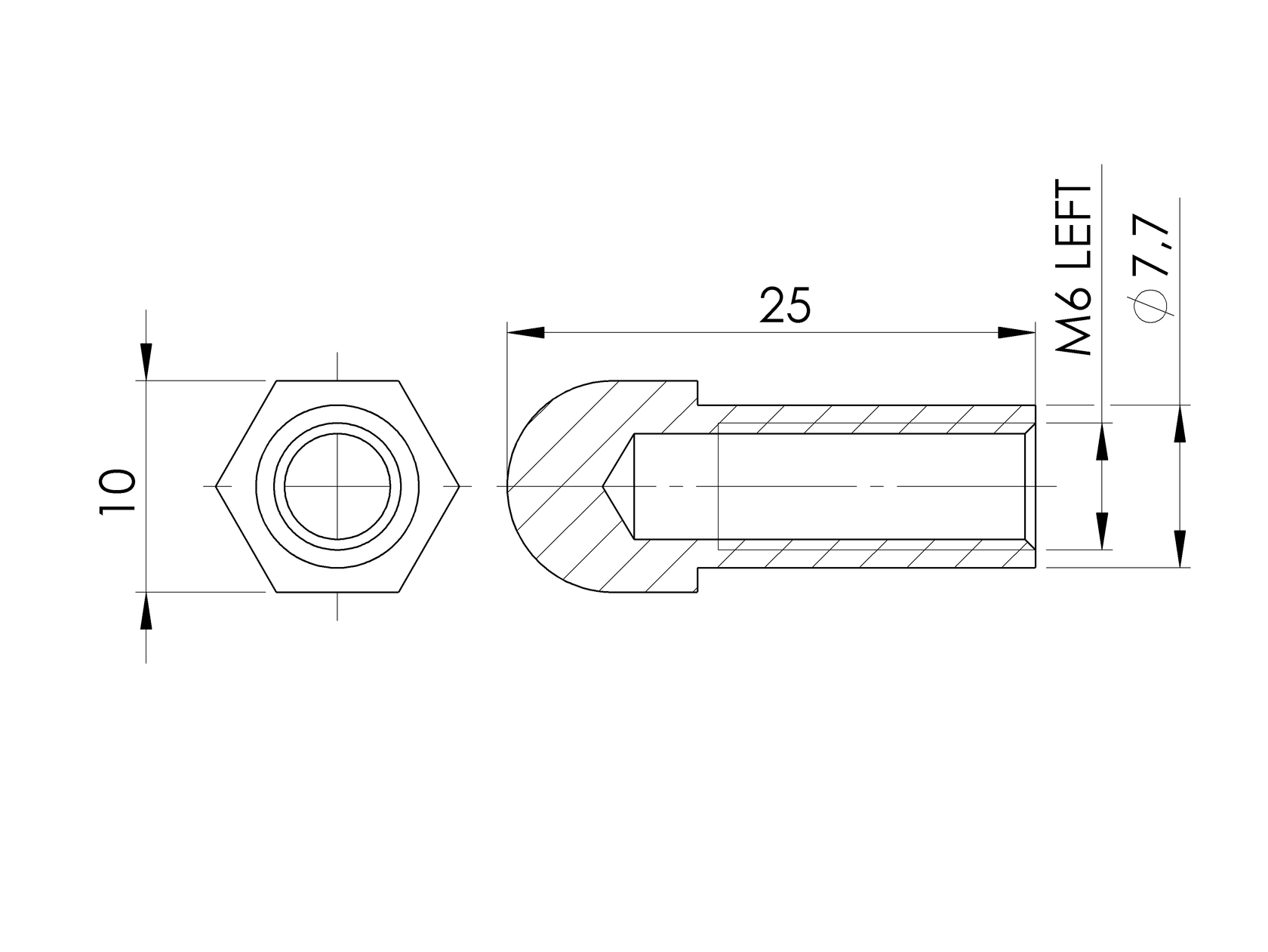 Mocowanie linki AISI316, M6