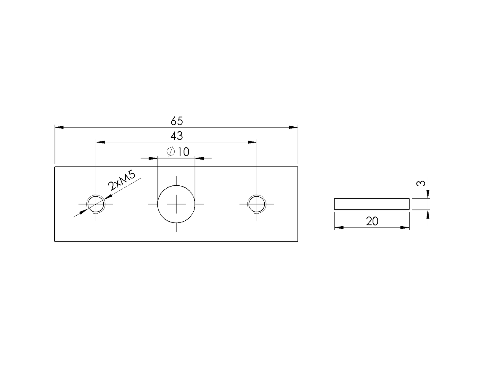 Držiak nerez pre LED profil 65x20, AISI 316