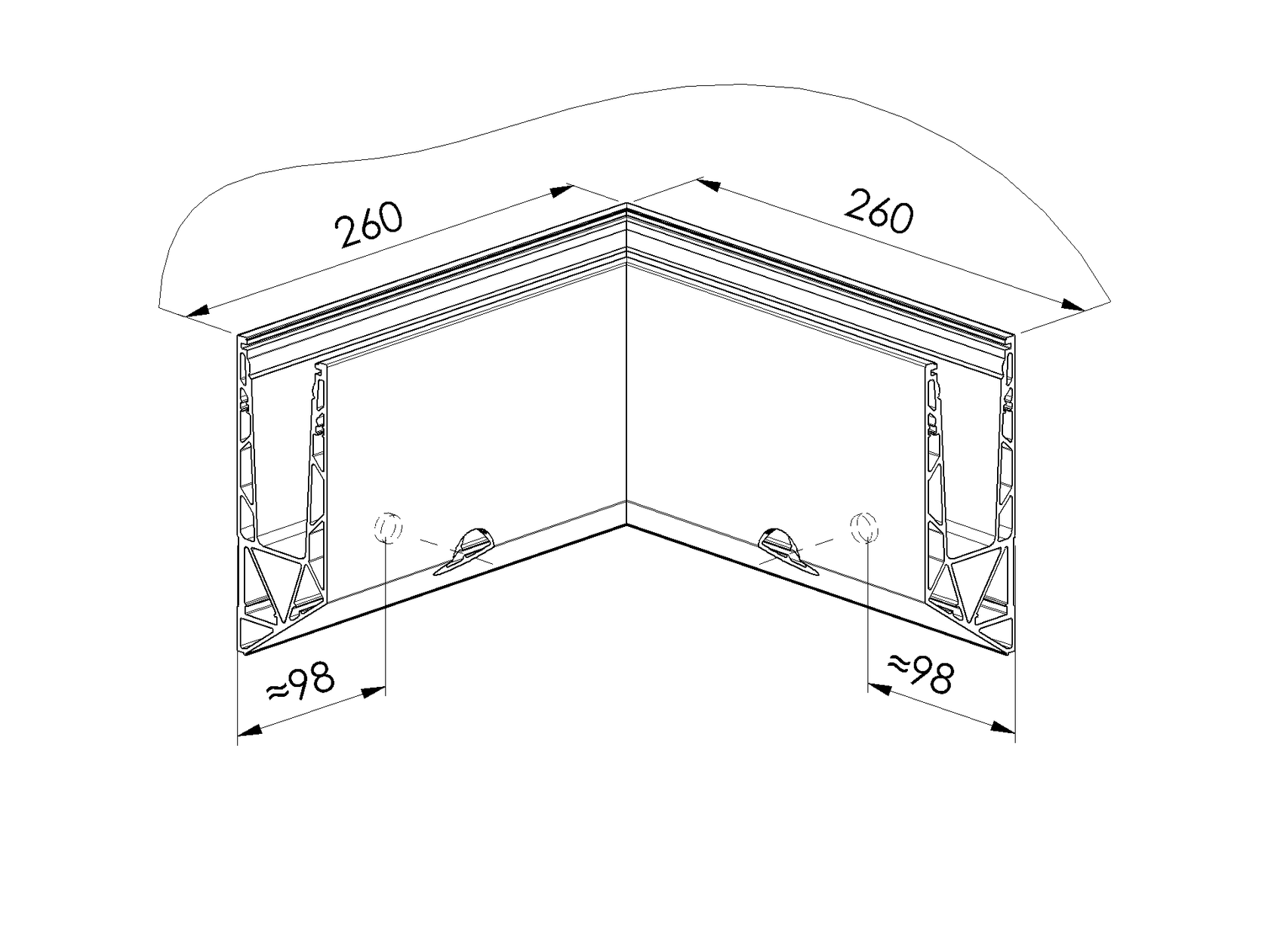 Profil balustrady szklanej Al-boczny