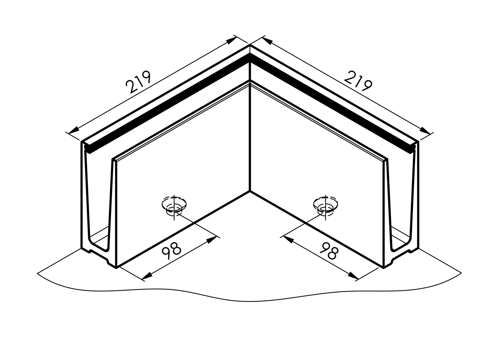 Profil balustrady szklanej Al- Imitacja INOX AL/IN