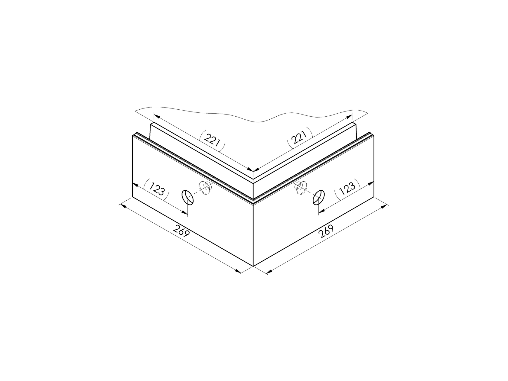 Profil balustrady szklanej Al-boczny AL/ELOX/Satin