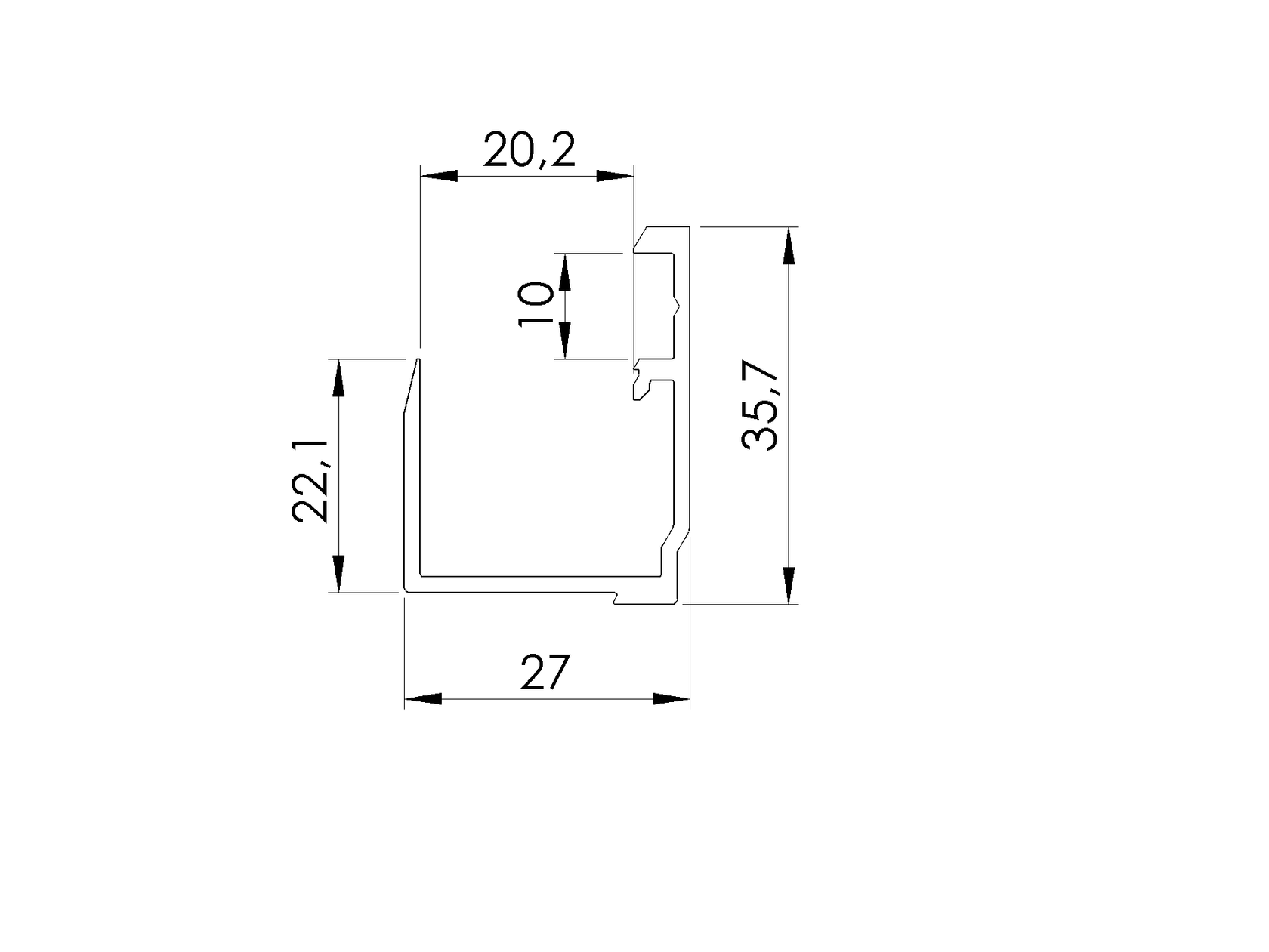 Krycia lišta spodná pre AL profil, ELOX