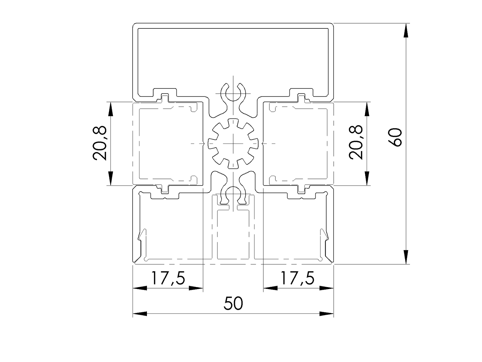 Aluminiowy słupek ogrodzeniowy 50x60-6000mm R7016