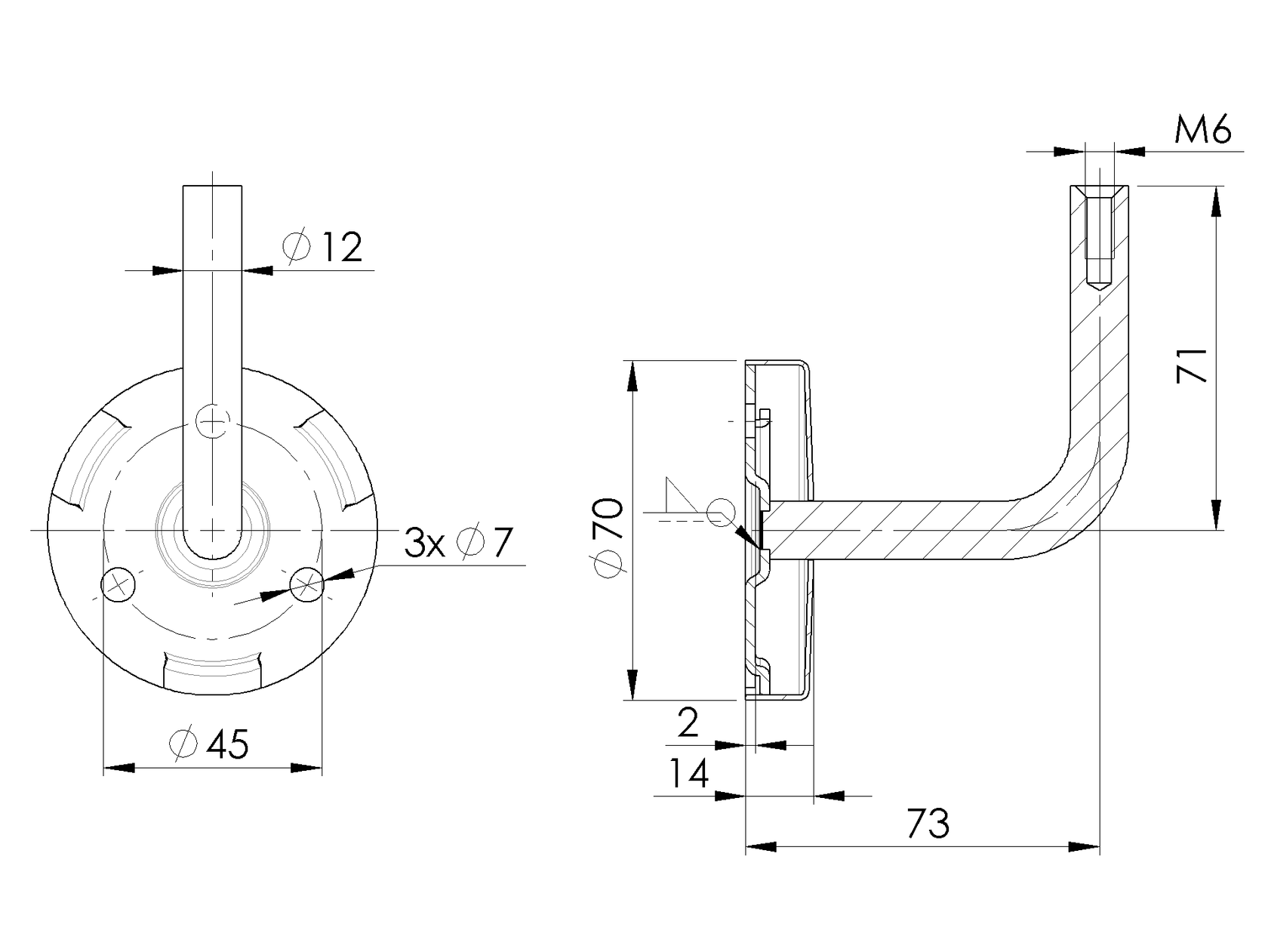 Podpora poręczy spawana