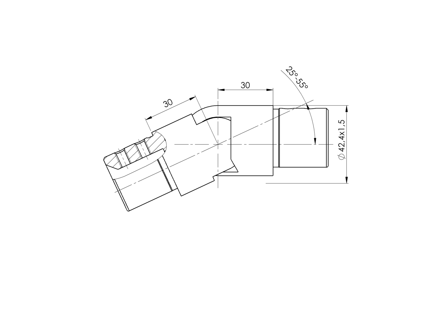 Uchwyt szkla-złączka rury-kolano