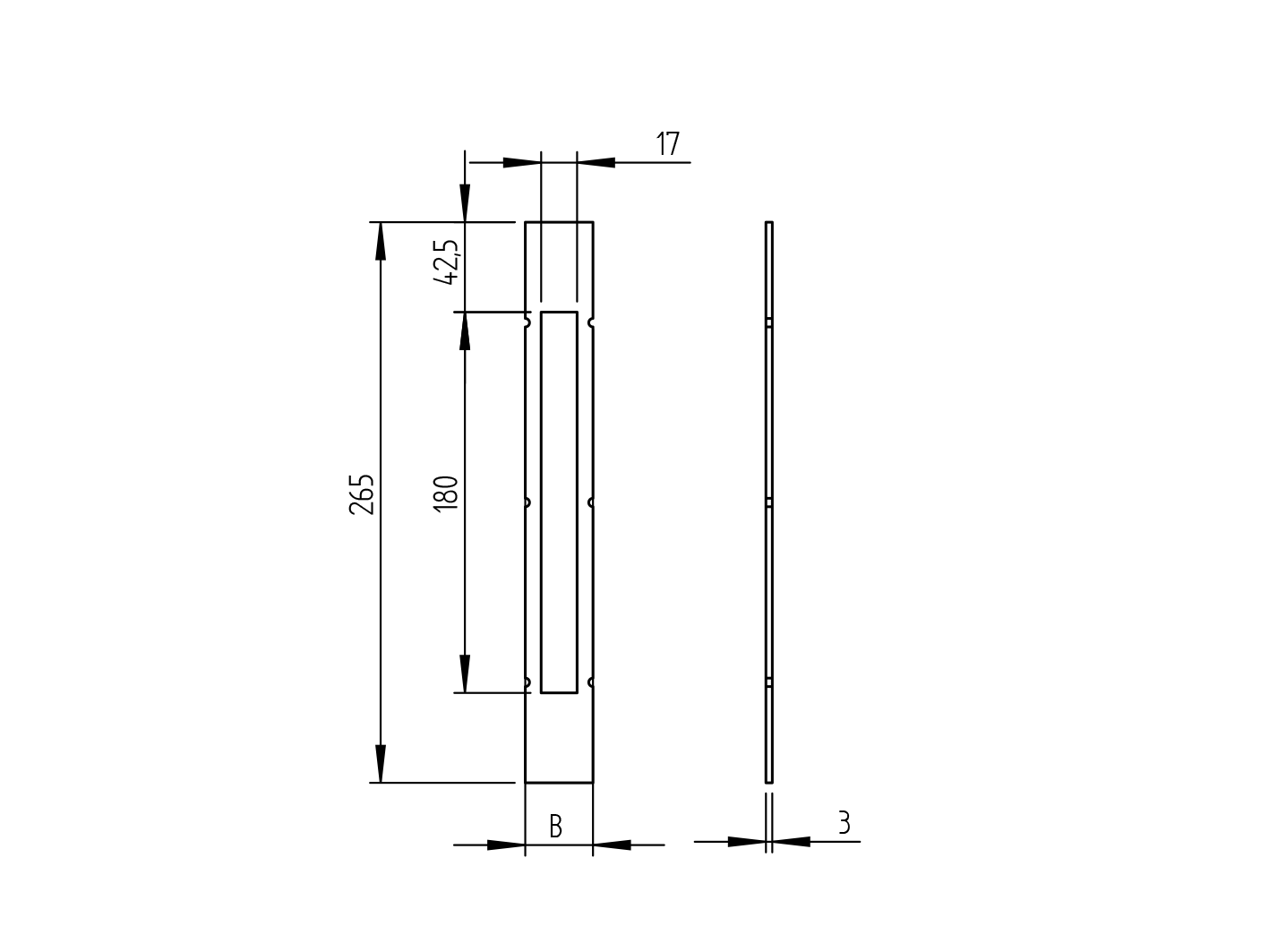 Obudowa zamka h 265mm, b 32mm