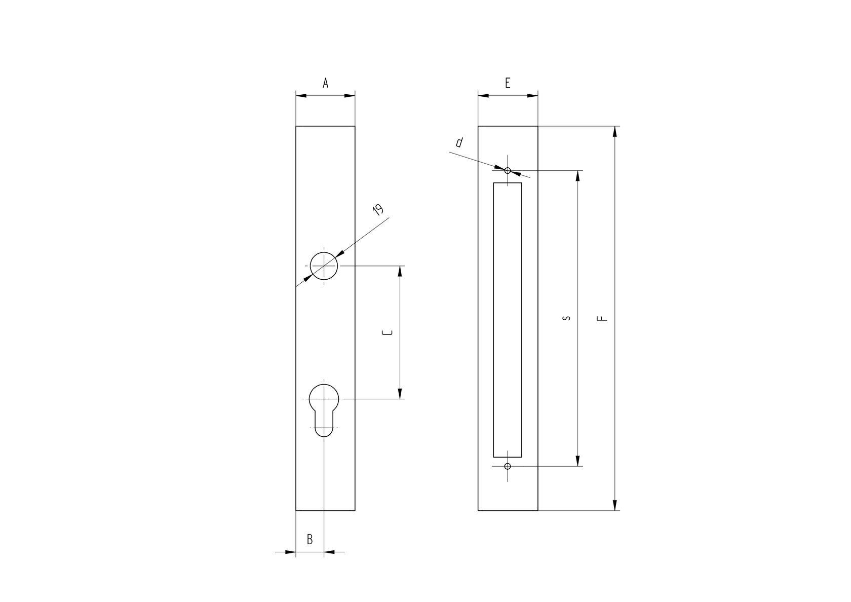 Obudowa zamka B1/30-22x90, JP40x40, INOX