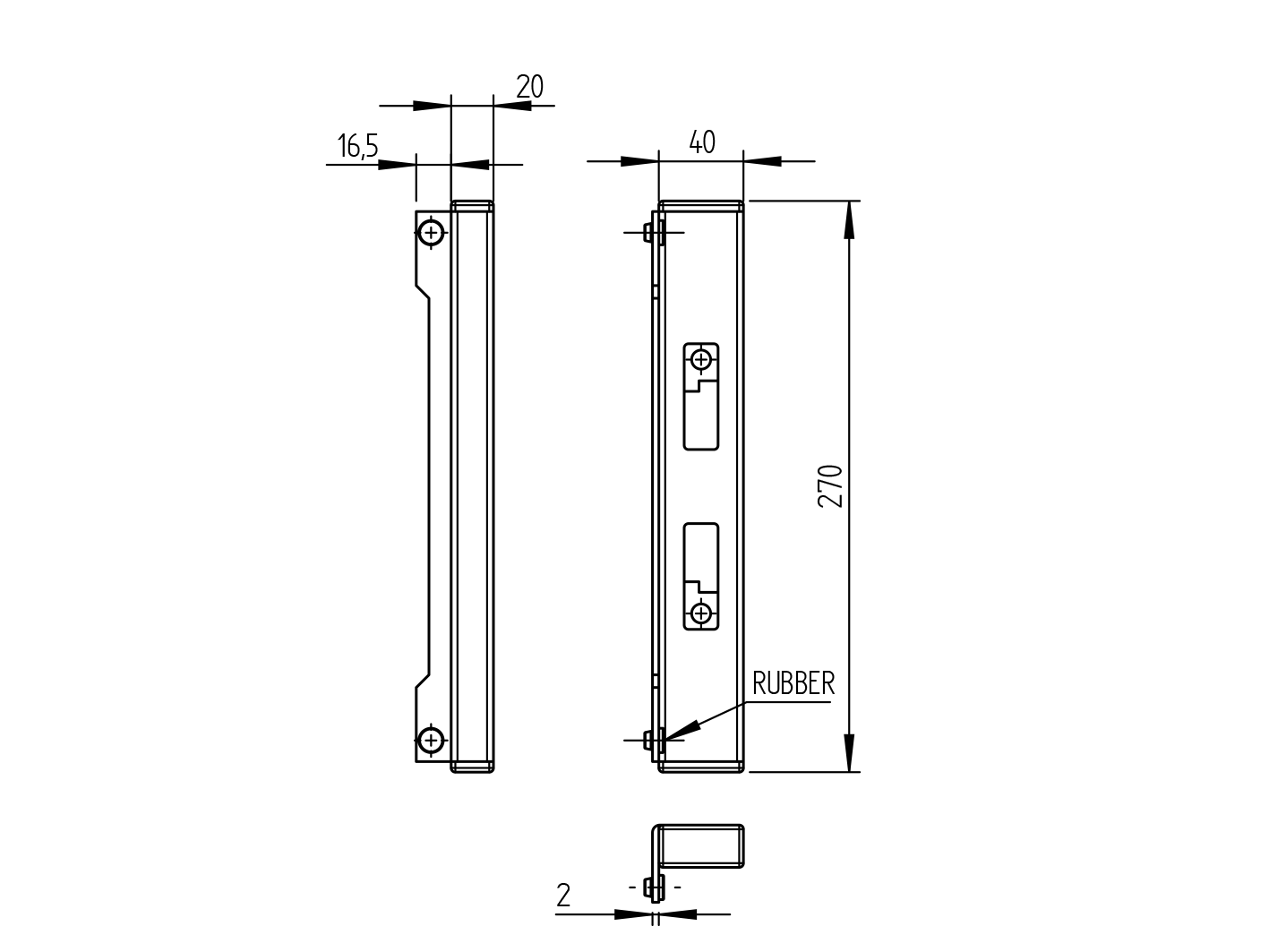 Osprzęt bram 40x20, Inox