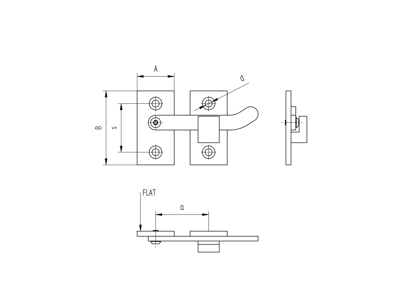 Zasuwka nierdzewna AISI316 L=70mm