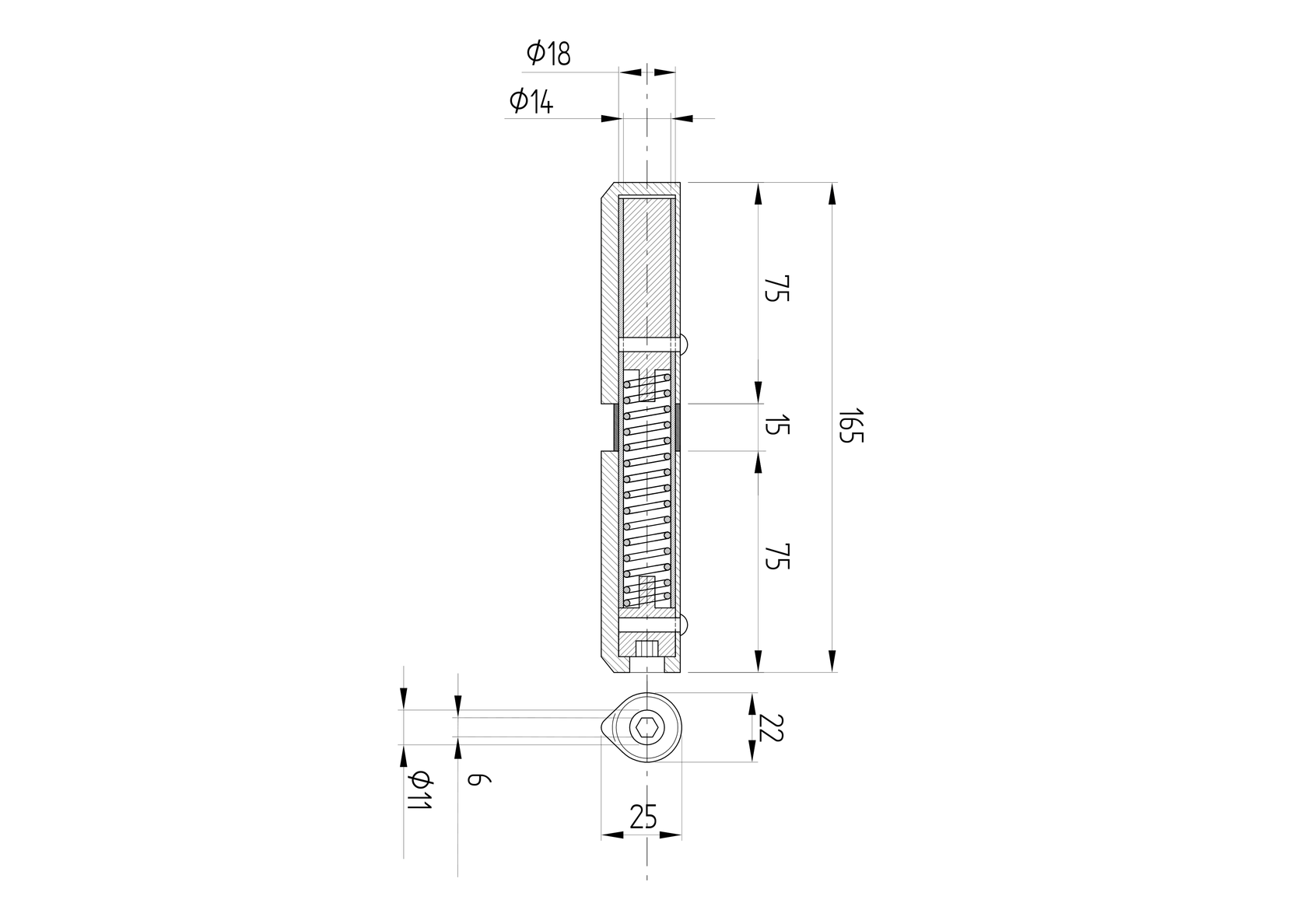 Osprzet bram D22, L165mm