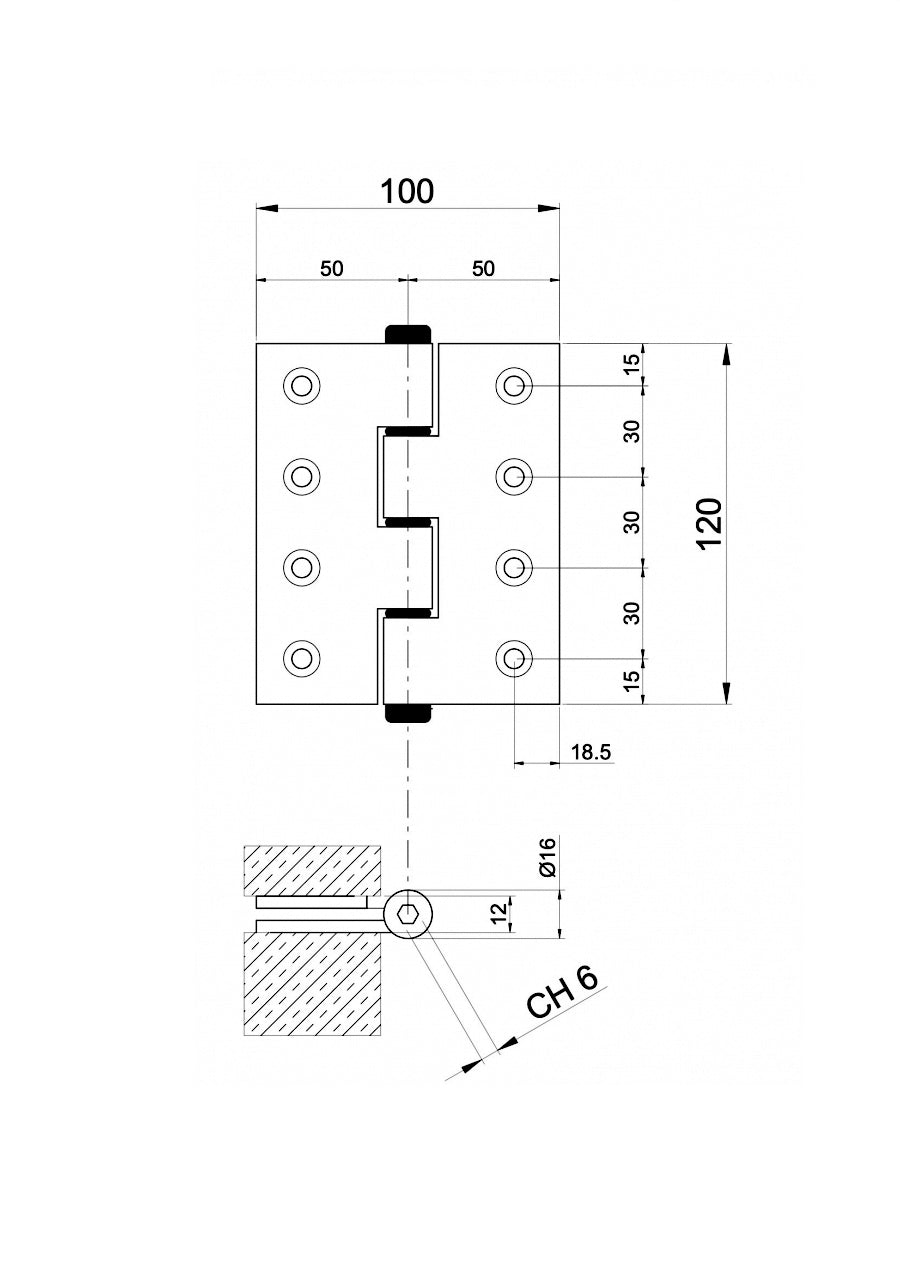 Zawias sprężynowy wahadłowy Aluminium, L=120mm