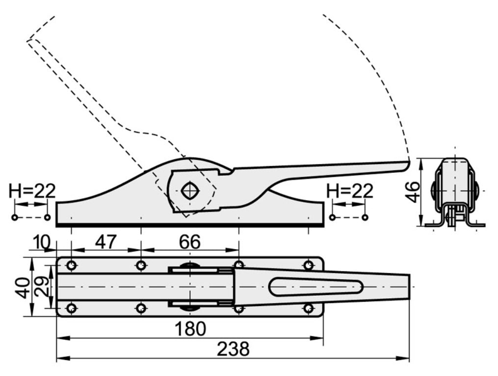 Osprzęt bram Zn, L180mm