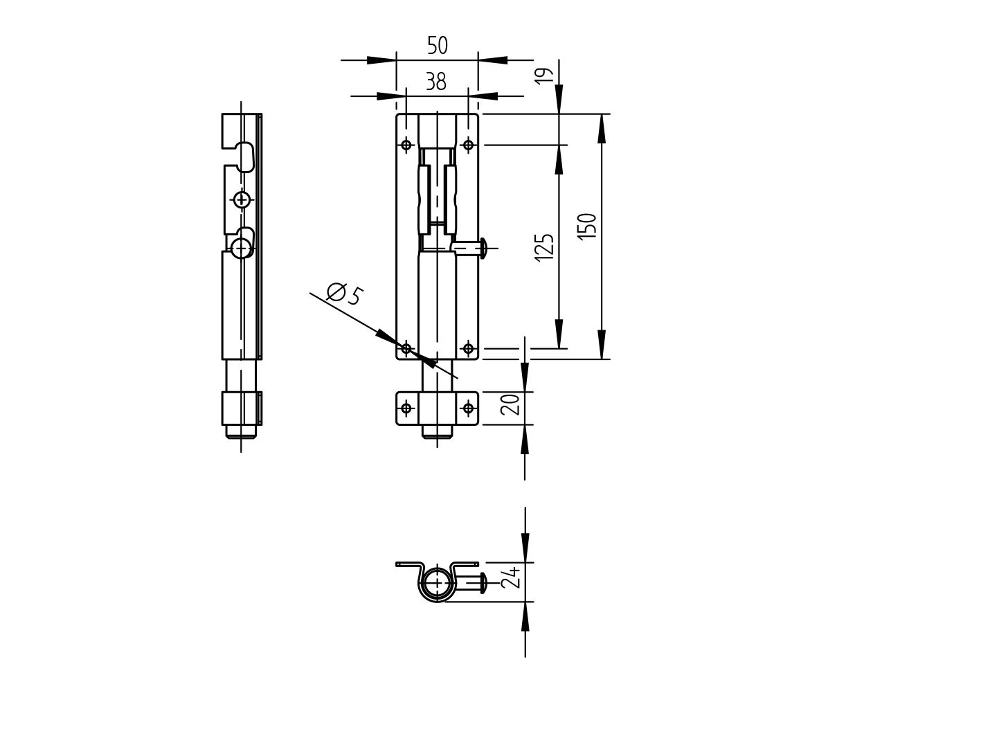 Osprzęt bram Zn, D18, L=150mm