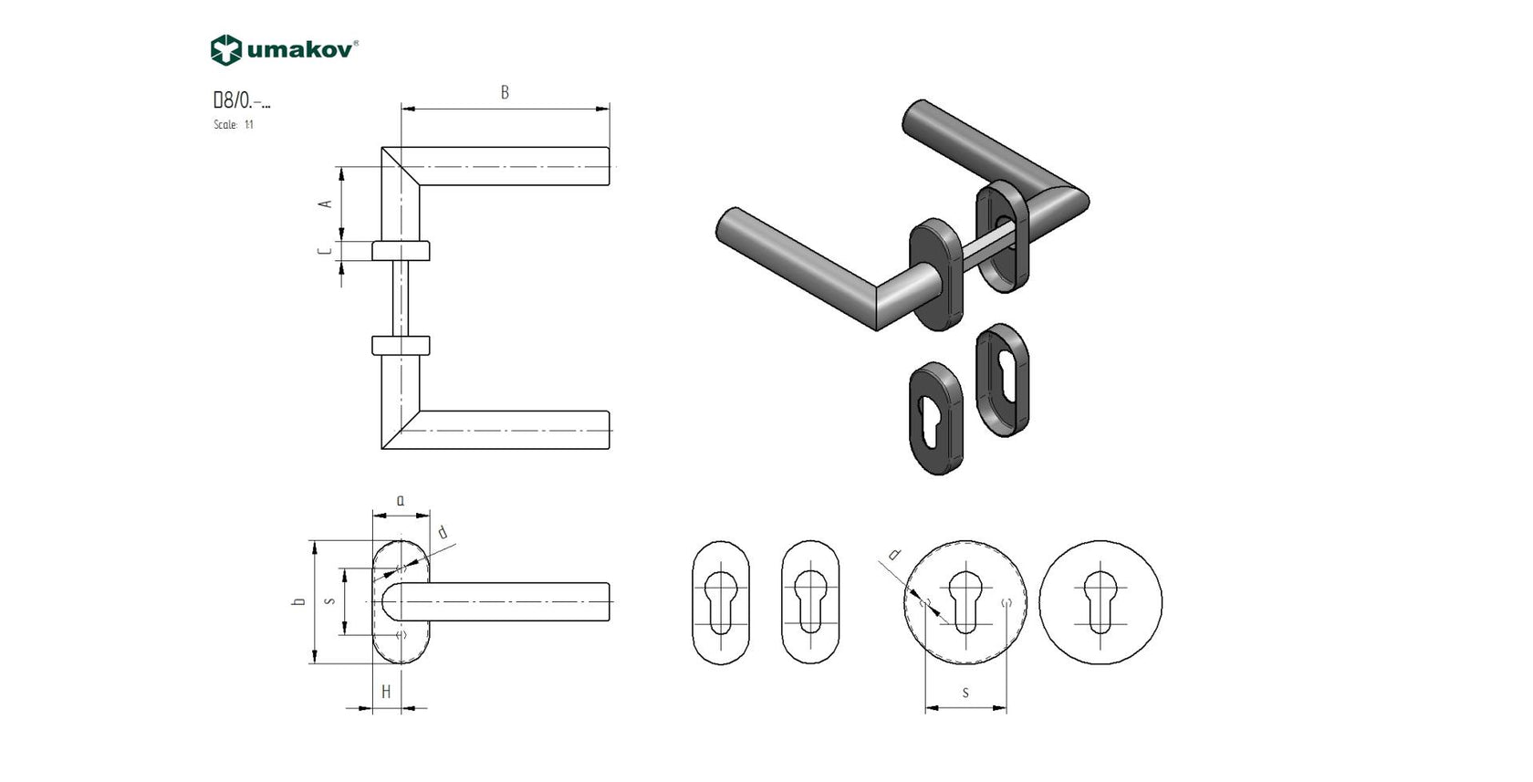 Klamka z szyldem - para AISI 304, K320,