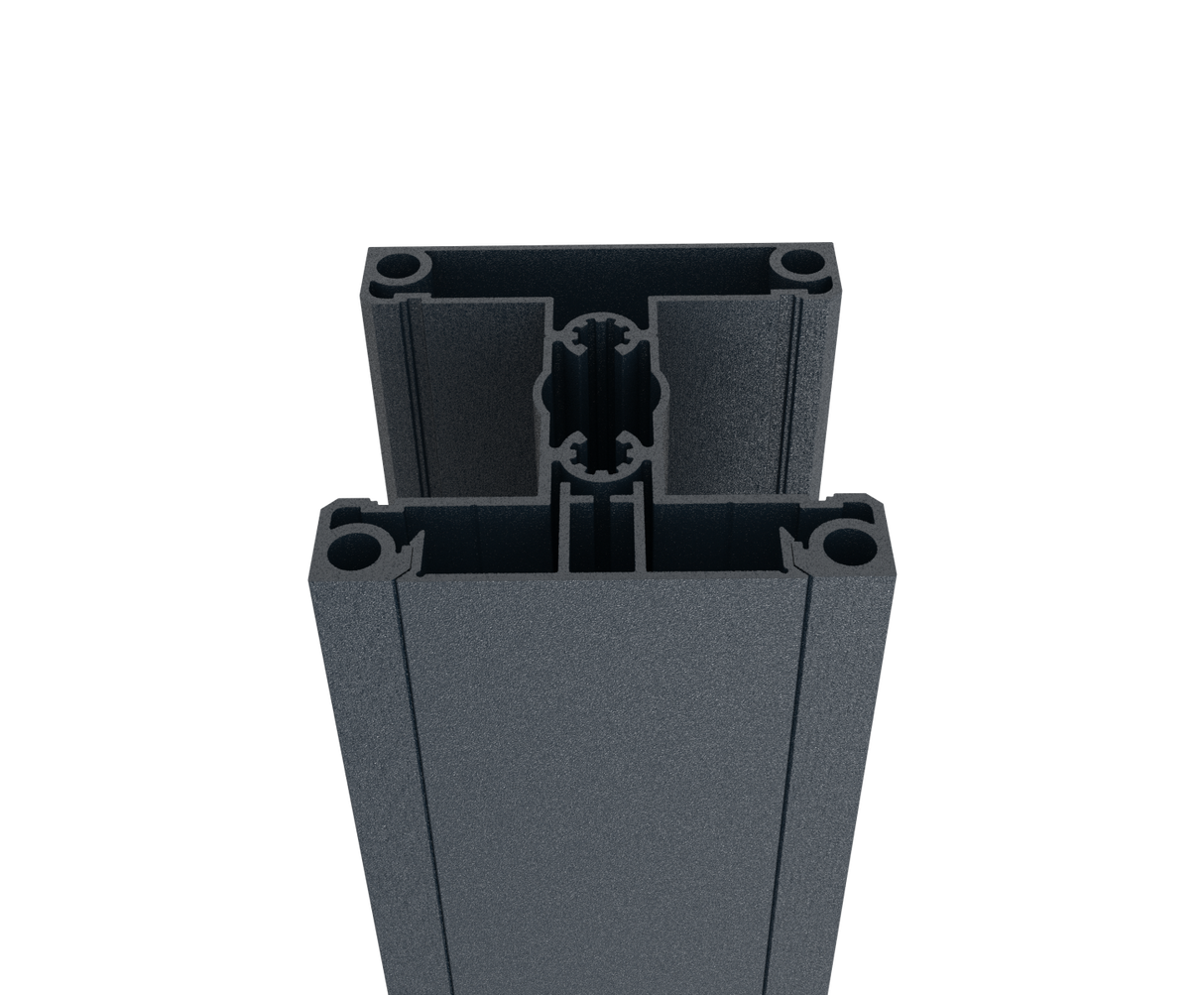 Zestaw aluminiowego słupka 70x70 i szyny maskującej - 6000mm R7016