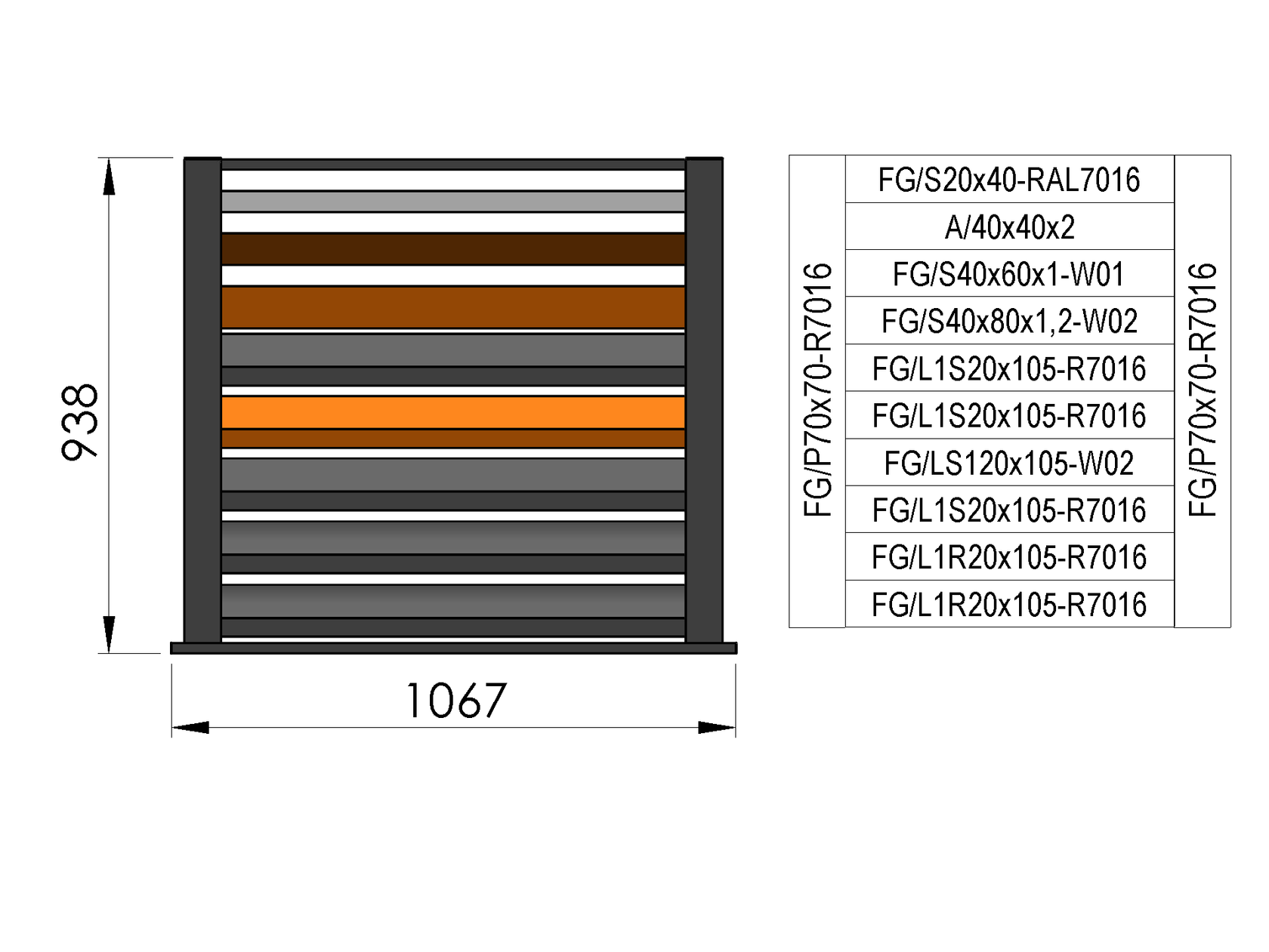 Próbka ogrodzenia wolnostojącego 1x0,9m