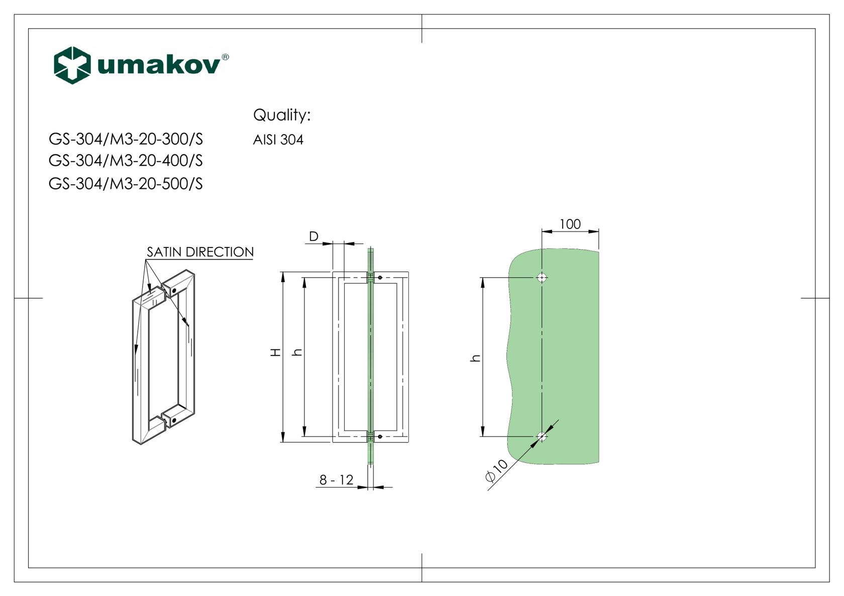 Pochwyt - Antaba AISI304, BLACK