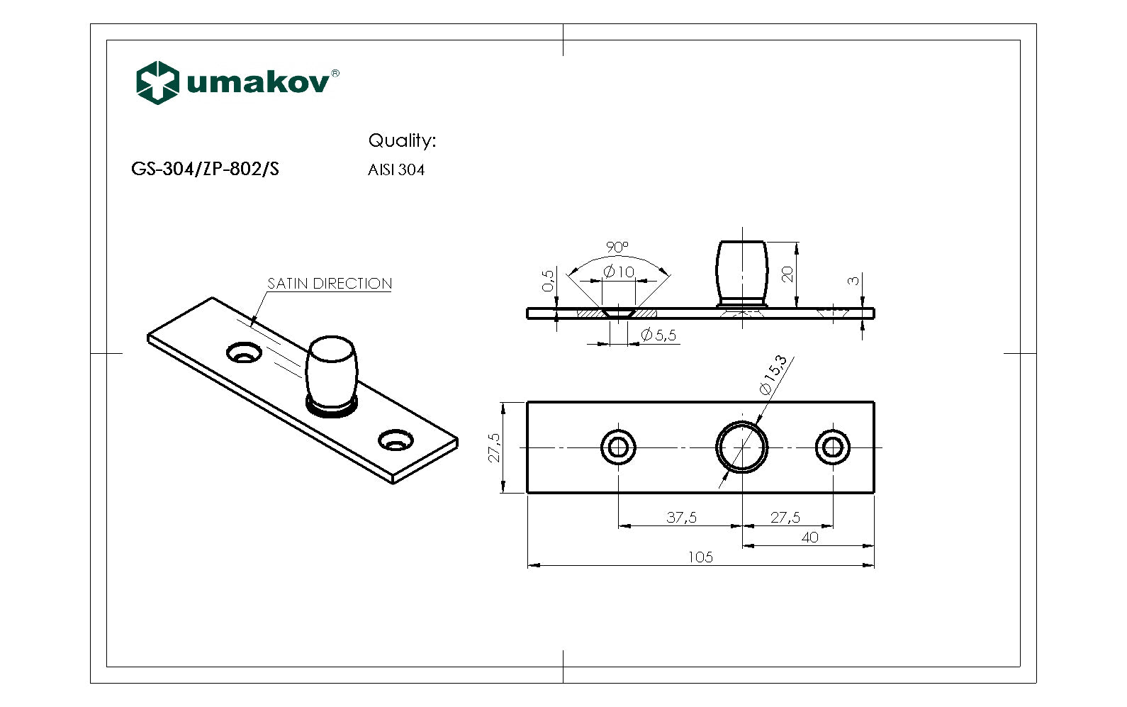 mocowanie górne z płytką do zawiasu