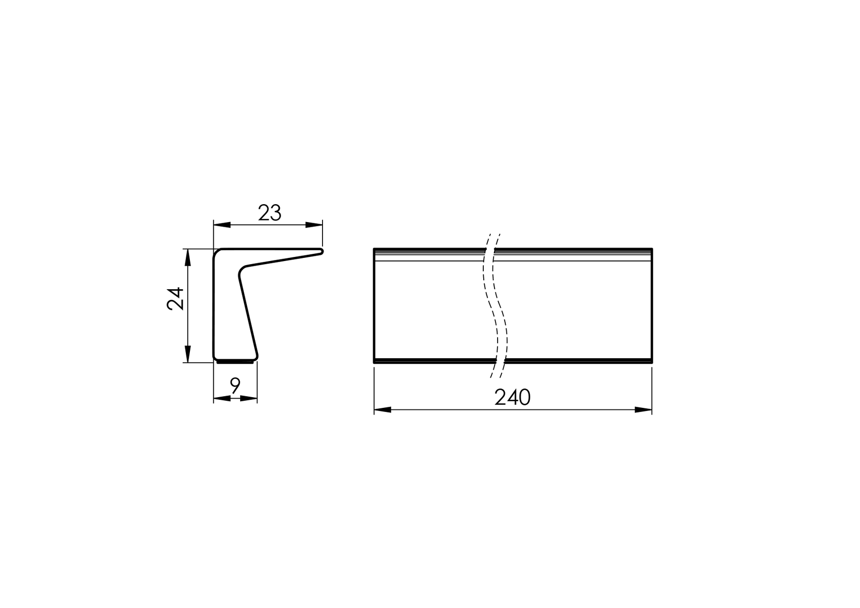 Pochwyt - Antaba samoprzylepny uchwyt al L240mm 24
