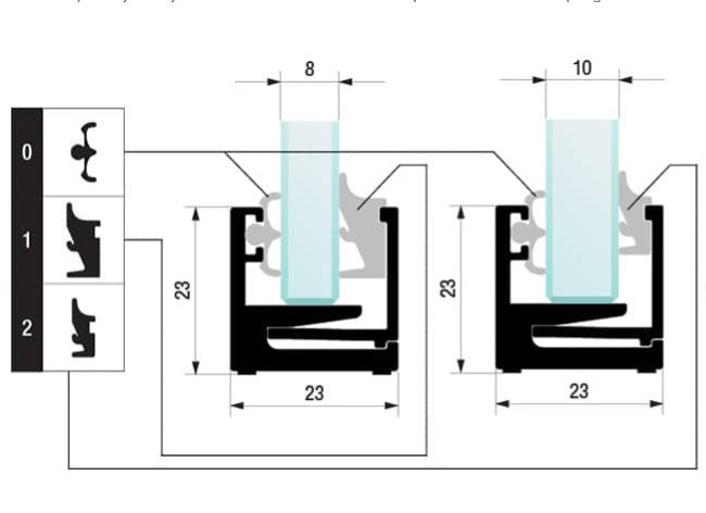 uszczelka do montażu szkła GS-AL/ZP-23x23,L3000