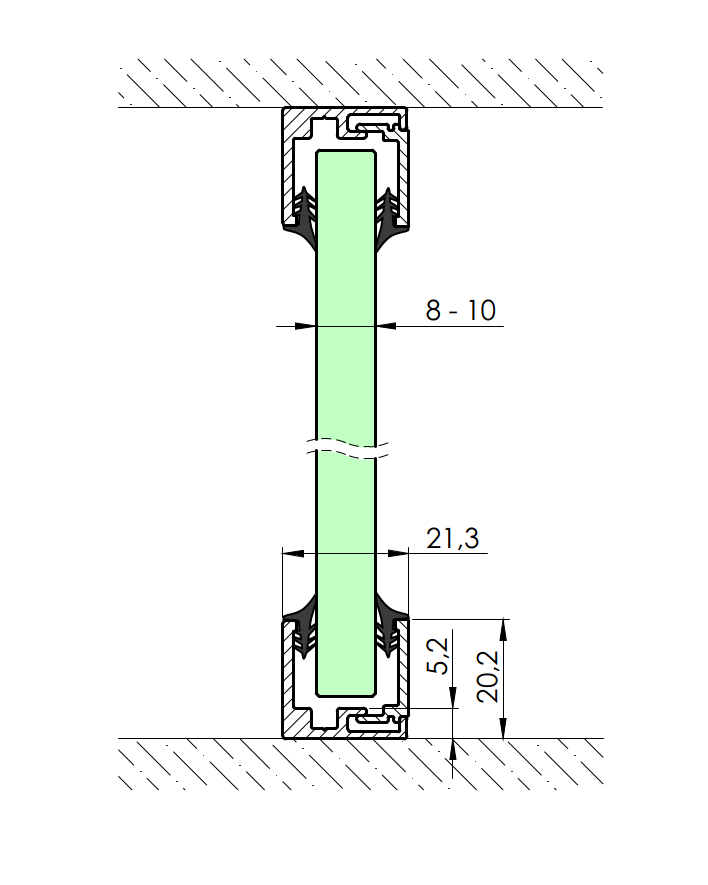 Listwa montazowa do zabudowy szklan 20x21mm