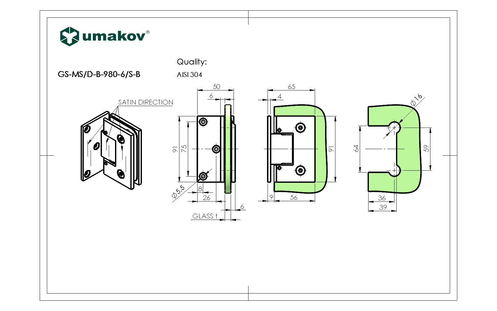 Zawias do drzwi szklanych +/- 90 stopni flex