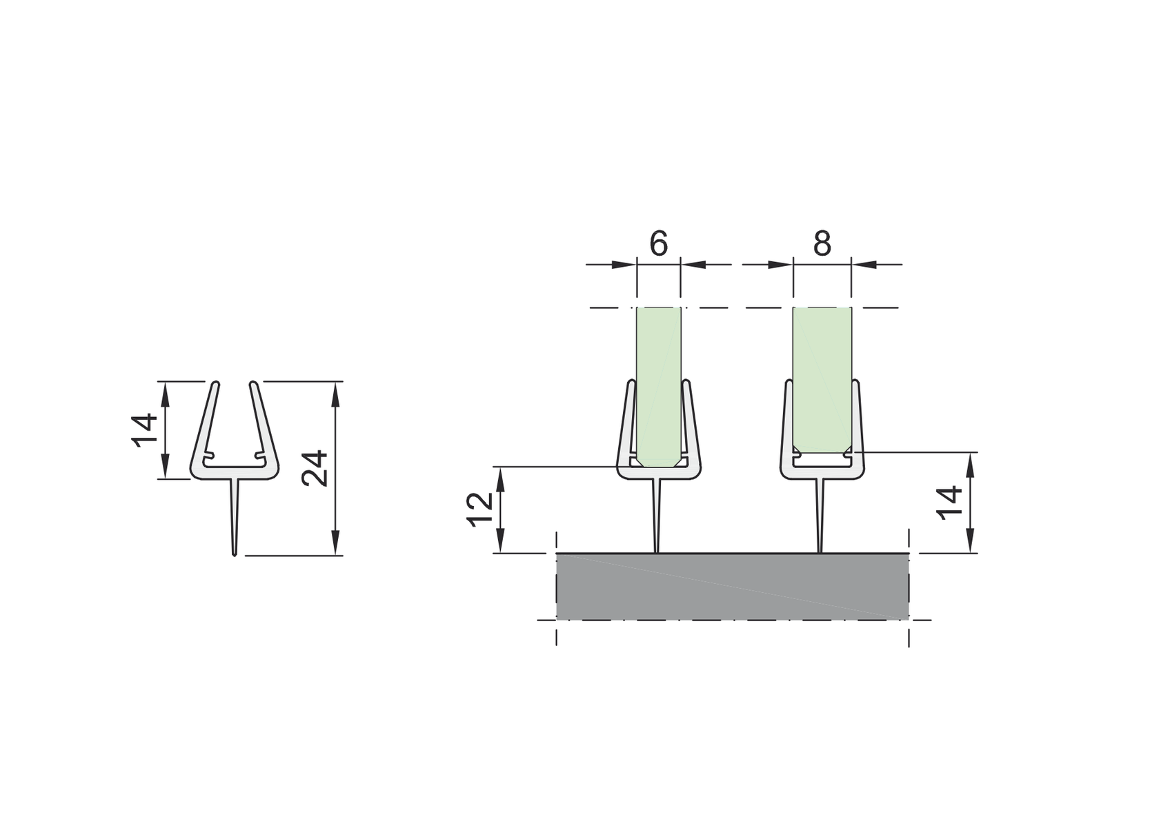 uszczelka do montażu szkła drzwi