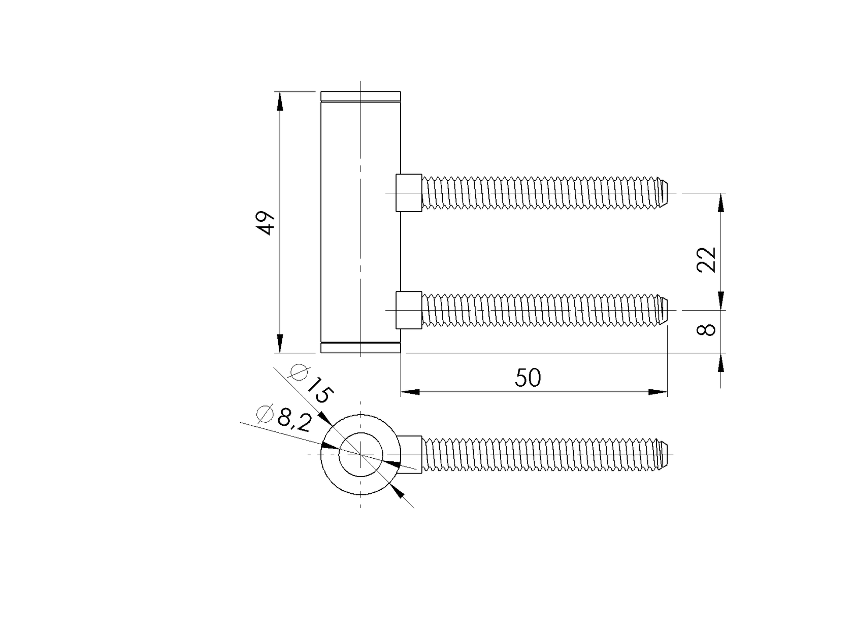 Zawias do drzwi szklanych, część ramowa, ramy offi
