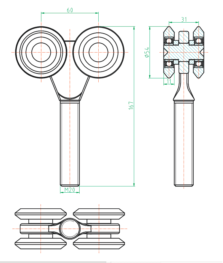 Osprzet bram Zn, profile 57x67mm