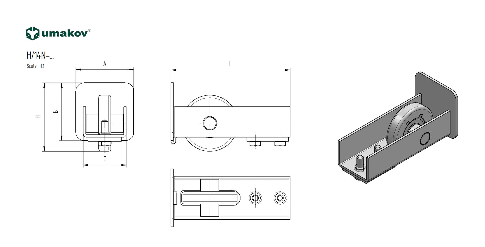 Rolka najazdowa Zn, profile 70x70,