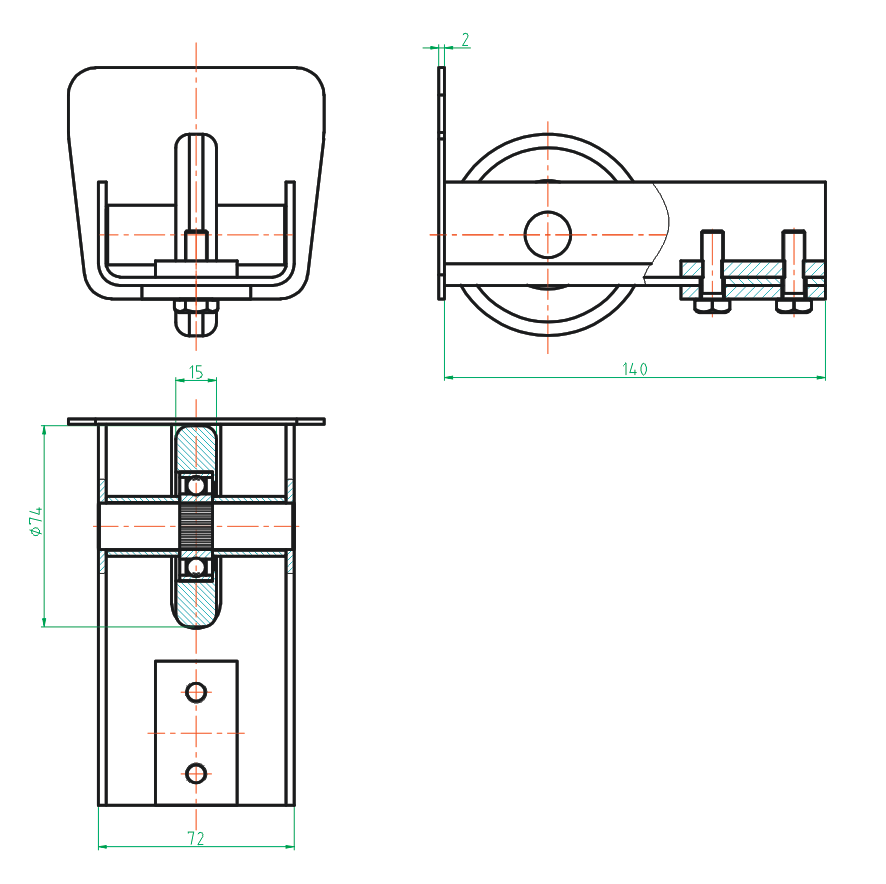 Rolka najazdowa Zn, profile 94x85mm