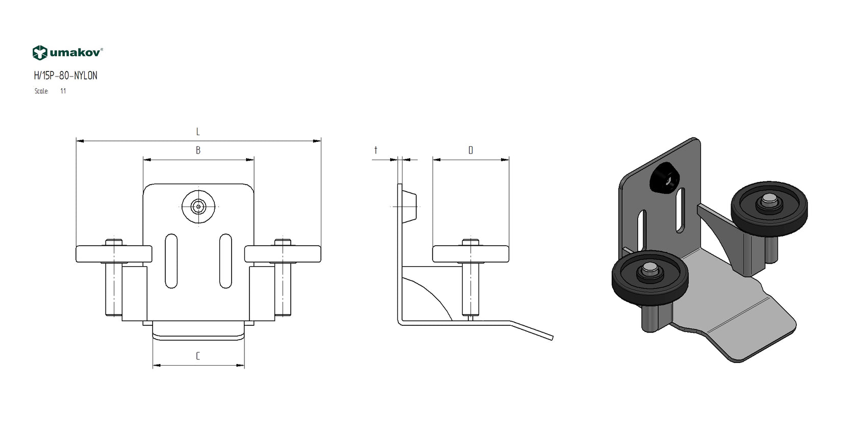 Gniazdo najazdowe Zn, profile 80x80mm