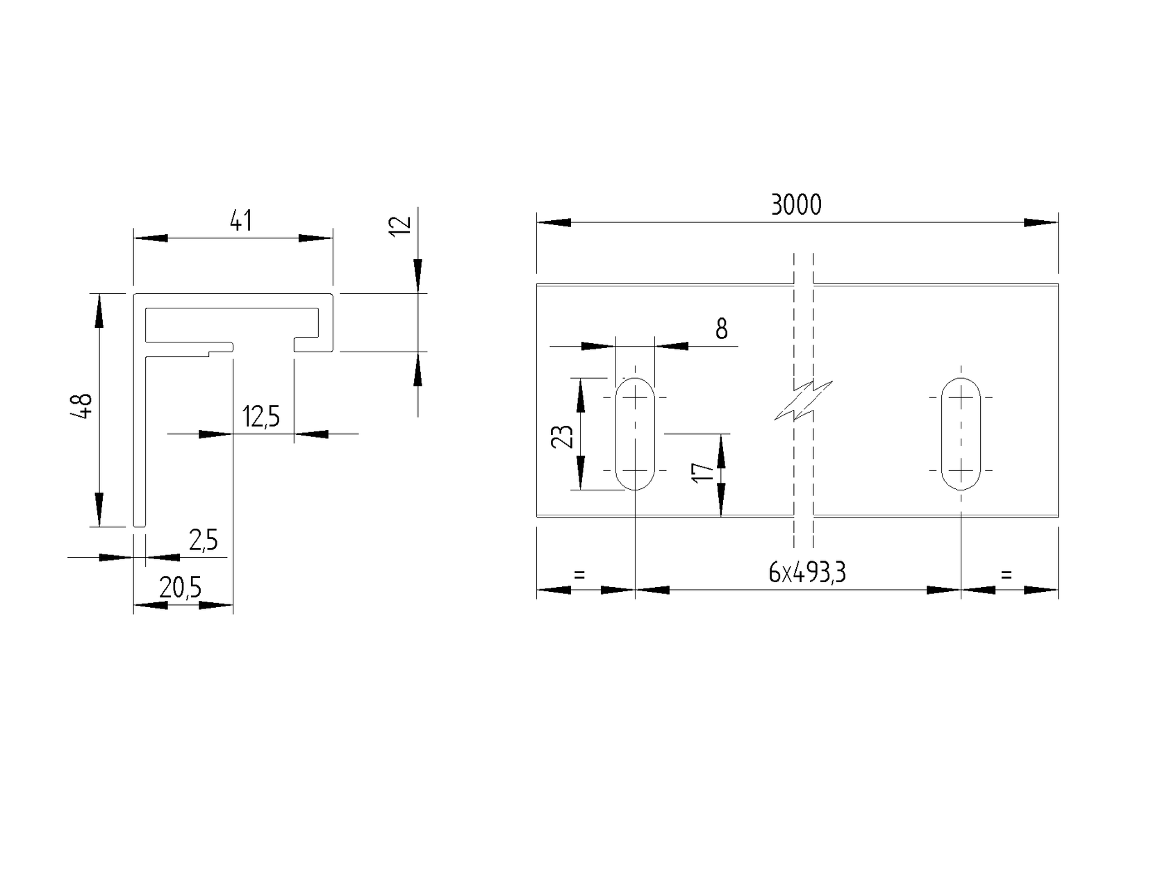 Konzola pre nylonový hrebeň H/01PVC-AL, L3m