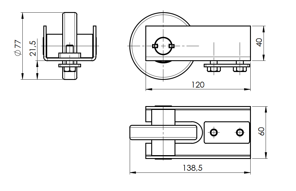 Rolka najazdowa Zn, profile 90x95mm