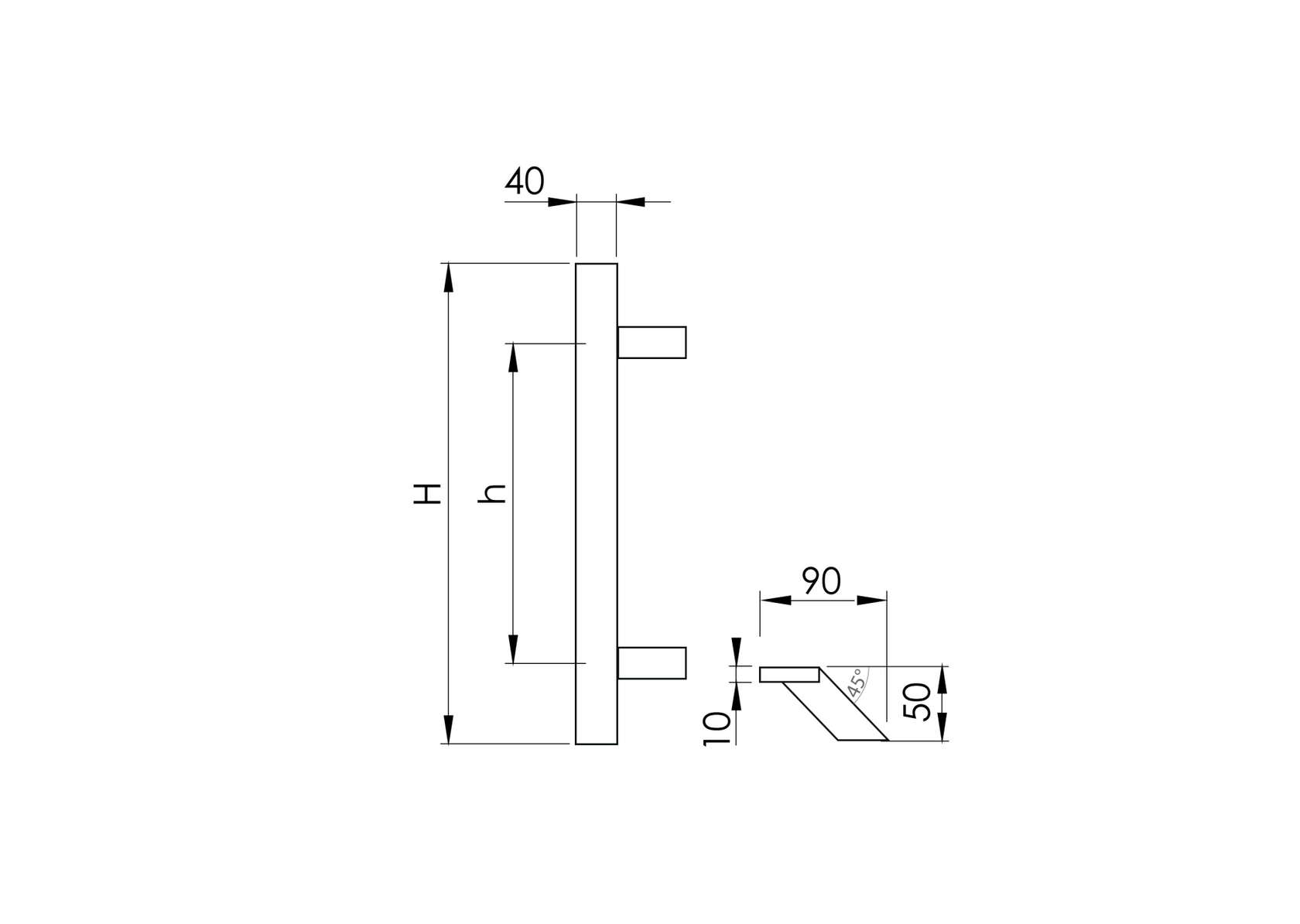 Pochwyt - Antaba AISI304, K320 45°