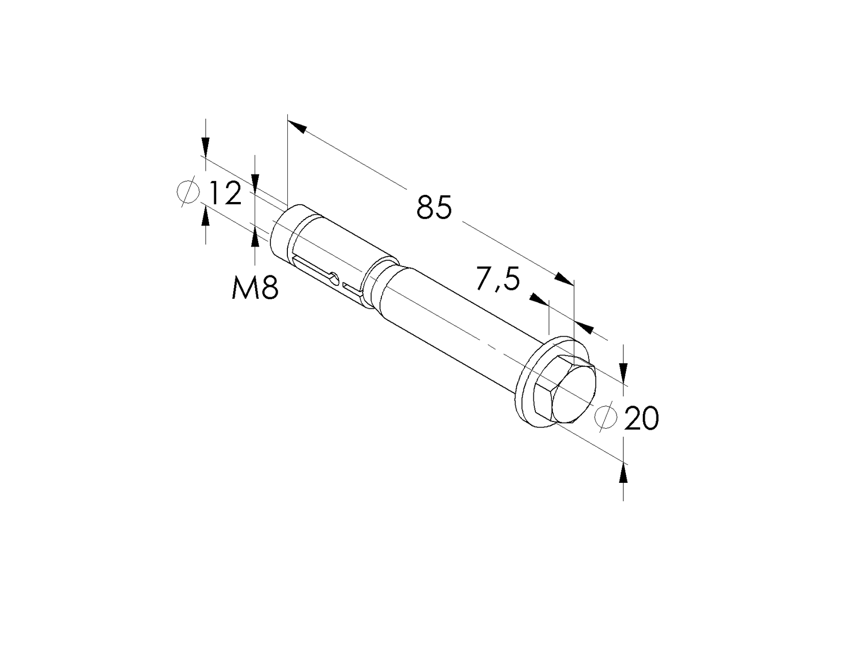 Kotwa do dużych obciążeń z wkrętem sześciokątnym M8