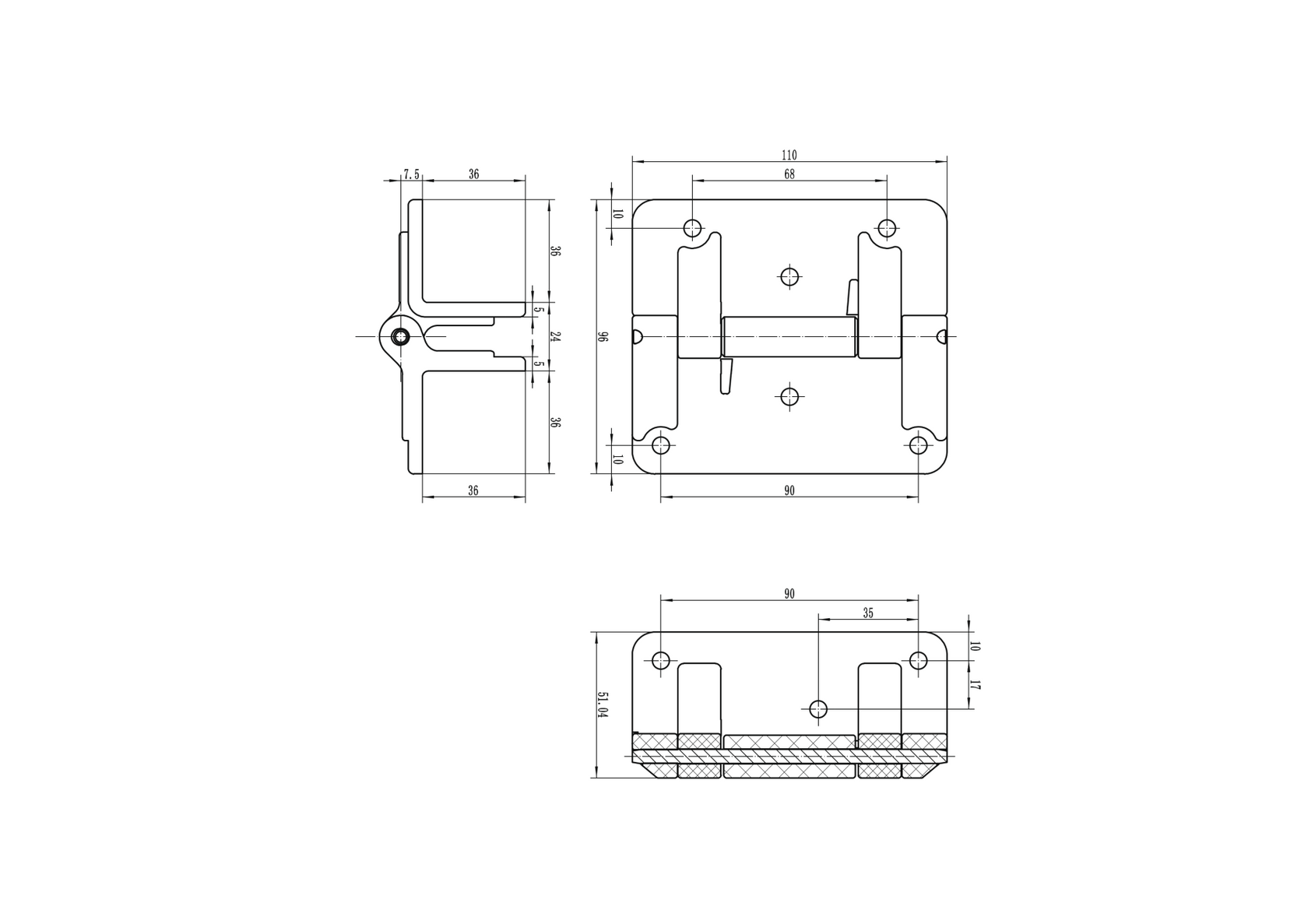 Zawias bramowy, bez sprężyny