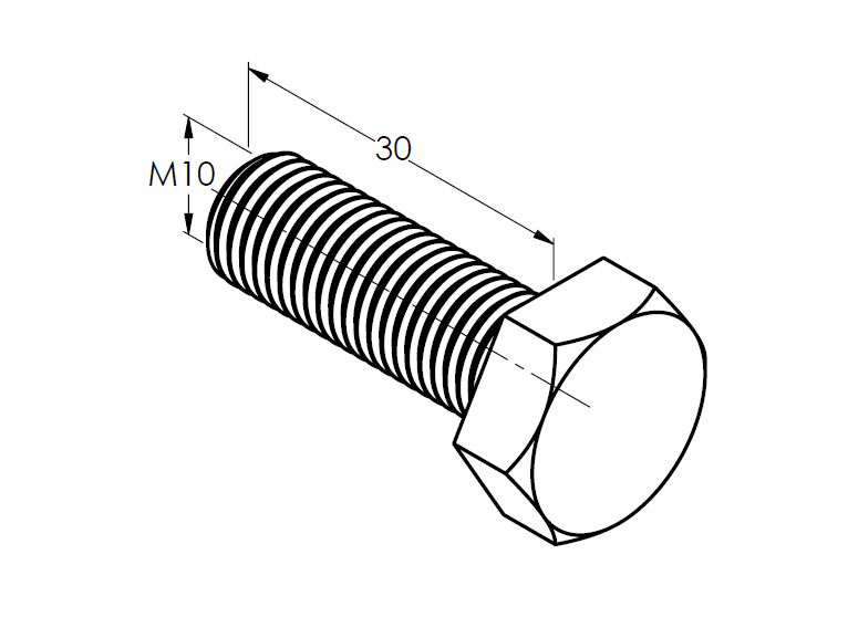 Śruby z łbem sześciokątnym, AISI316, M10x30