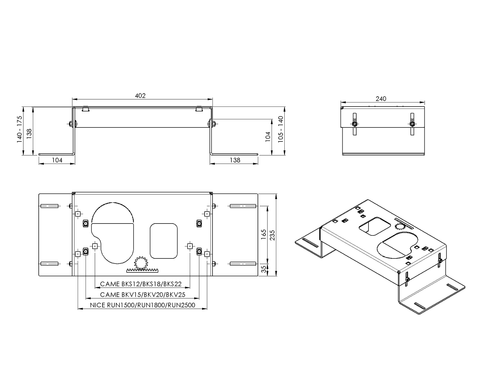 Univerzálny podstavec pre pohony posuvných brán