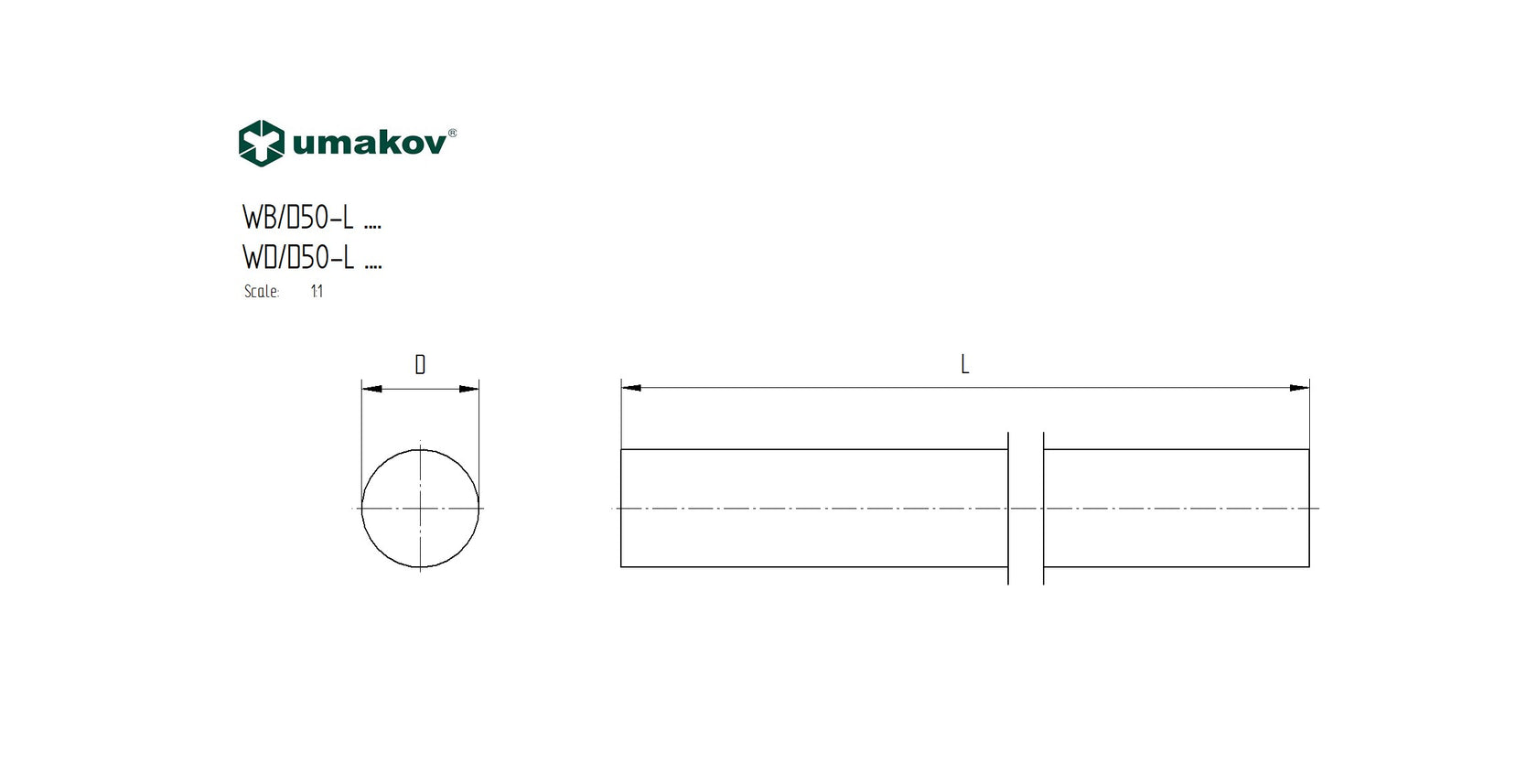 Pochwyt bukowy, D50/L3000mm