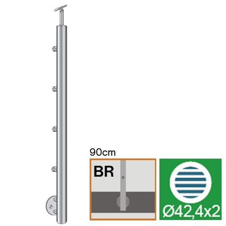 Słupek nierdzewny mocowanie boczne