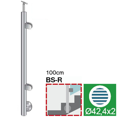 Słupek nierdzewny AISI304, D42,4/2xmodel22/H1000mm
