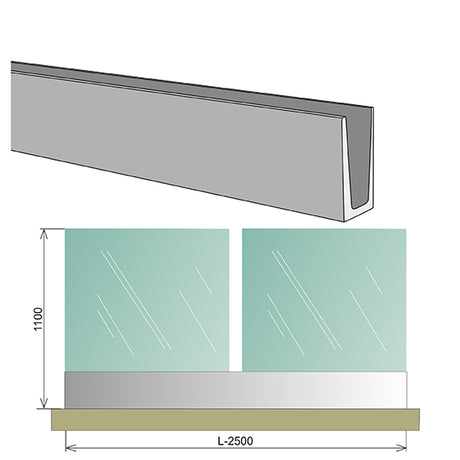 Balustrada całoszklana 2500x1000mm