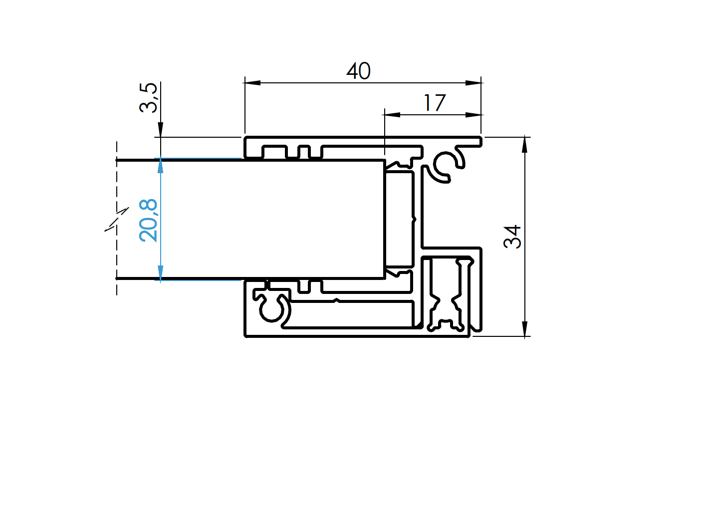 Zestaw aluminiowego adaptera ogrodzeniowego do wypełnień 20 - 1200mm